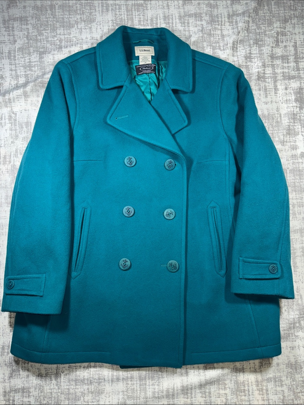 L.L. Bean VTG Women Teal Wool Peacoat INSULATED Excellent condition sz 2X 32X25